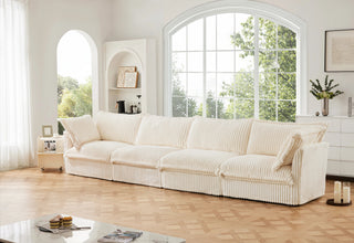 Slipcovered Fluffy Sofa - 4 Seat Dweva