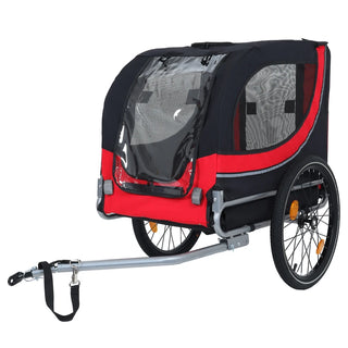 Large Folding Bike Trailer for Dogs – 66LB Capacity All-Terrain Pet Carrier, Durable Steel Frame for Cycling, Jogging, Camping & Outdoor Adventures, Black- Red Dweva