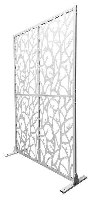 Metal Privacy Screens W3.8Ft X H6Ft Outdoor and Indoor Divider with Free Standing Decorative Privacy Screen for Balcony Patio Garden Room Divider, White Bird Shape Dweva