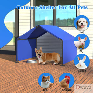 Dog Shade Shelter Outdoor Tent for Small Medium Dogs, Waterproof Sun Protection Pet House for Dogs, Small Animals and Livestock, Blue Dweva
