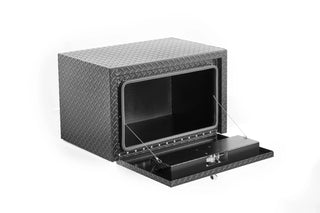 30 inch aluminum underbody truck tool box heavy duty underbed toolbox tool storage organizer chest with lock and keys, waterproof trailer box, extra thick diamond thread plate matte black finish Dweva