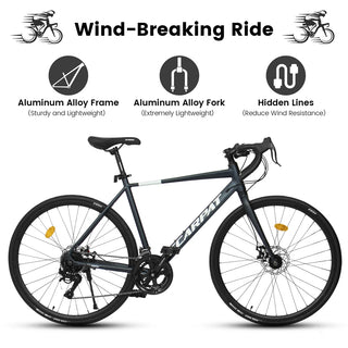 A28320R 700Cx28 Road Bike, Lightweight Aluminum Frame, Disc Brakes, 16-Speed, Fast Acceleration, Suitable for Men and Women, Ideal for High-Intensity Riding Dweva