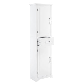 Tall Bathroom Storage Cabinet, Freestanding Storage Cabinet with Two Doors and Adjustable Shelves, Door Shelve Design, MDF Board with Painted Finish, White Dweva