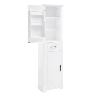 Tall Bathroom Storage Cabinet, Freestanding Storage Cabinet with Two Doors and Adjustable Shelves, Door Shelve Design, MDF Board with Painted Finish, White Dweva
