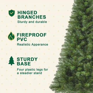 6FT Hinged Unlit Artificial Christmas Tree with 582 Tips, Full PVC Branches, Green Holiday Tree with 4-Leg Plastic Stand for Indoor Christmas Decoration Dweva
