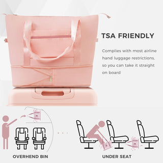 Luggage Sets 4 Piece, ABS Durable Suitcase with Travel Bag, Carry On Luggage Suitcase Set with 360° Spinner Wheels, pink Dweva