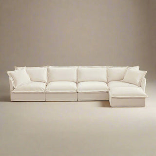 Slipcovered Fluffy Sofa - 4 Seat with Ottoman Dweva