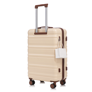 HIFINE TOURIST 20"/24"/28" 3 pcs/set in ABS Spinner Wheel Luggage, Carry on Suitcase, Matching Color, Combination Lock (Beige) Dweva