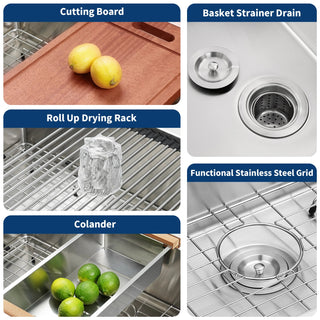 33 Undermount Workstation Sink-33 x 19 Inch Undermount Stainless Steel Kitchen Sink 18 Gauge, Handmade R10 Radius 10 Inch Deep Undermount Single Bowl Sink with Accessories Dweva