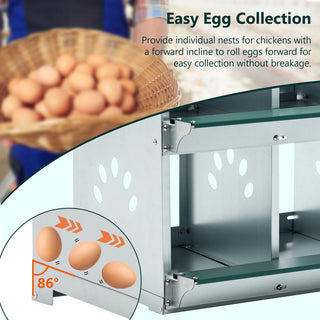 4 Compartment Chicken Nesting Boxes, Metal Nesting Boxes Wall Mount Chicken Egg Laying Box for Different Chicken Breeds Dweva