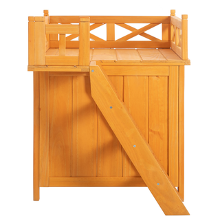 Weatherproof Catio Outdoor Cat Enclosure, Outdoor Cat house, Natural Wood Playground, Natural Cat Shelf with Litter Box Dweva