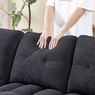 MH 78.75" Reclining Sofa, Pull-Out Sofa Bed with USB and tape-c charging ports, L-Shaped Sectional Sofa with Reclining Storage and Arm Side Organizer Pocket Features, Living Room Comfort Sofa Dweva