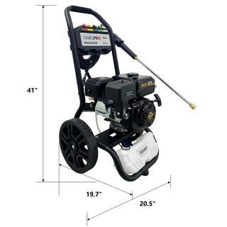 3500PSI Gas Pressure Washer, 2.5GPM Gas Powered High Pressure Washer with 212CC RATO Engine, 5PCS Adjustable Nozzles, Onboard Soap Tank, Spray Gun and Wand, Multi use. Black Color Dweva