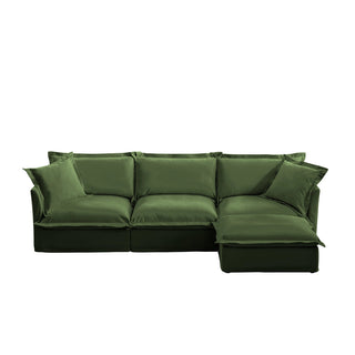 Slipcovered Fluffy Sofa - 3 Seat with Ottoman Dweva