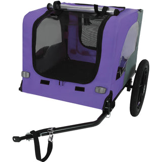 Outdoor Heavy Duty Collapsible Pet Bike Trailer with 16-Inch All-Terrain Wheels & Universal Hitch – Foldable Dog/Cargo Carrier Cart for Bicycles, purple Dweva