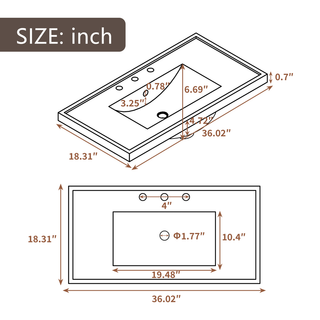 36" Bathroom Vanity with Sink Combo, Gray Bathroom Cabinet with Drawers, Solid Frame and MDF Board (Old Sku:JL000007AAE)
