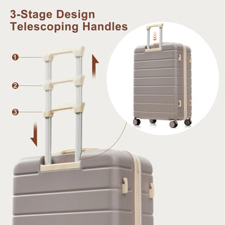 Premium ABS Travel Luggage Set , 3-Piece TSA Lock Suitcase Ensemble with 20, 24, and 28 Inch Sizes with 360° Spinner Wheels, rosybrown Dweva