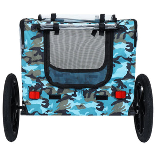 Outdoor Heavy Duty Collapsible Pet Bike Trailer with 16-Inch All-Terrain Wheels & Universal Hitch – Foldable Dog/Cargo Carrier Cart for Bicycles, blue, grey Dweva