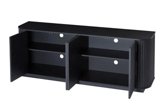Sideboard Storage Cabinet TV Stand with wave pattern Buffet Cabinet Wooden Vertical Striped Cabinet for Kitchen/Bedroom/Entryway. Black, 64''W x 15''D x 24''H. Dweva
