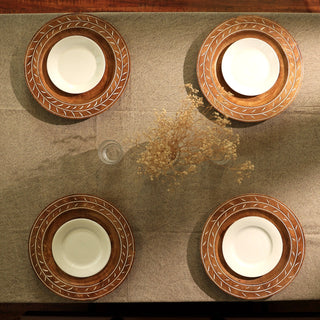 Handcrafted 13" Wood Charger Plate Wooden Dinning Placemat Artisan Wood Tableware Dweva