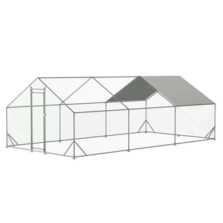 Large Metal Chicken Coop, Walk-in Chicken Run,Galvanized Wire Poultry Chicken Hen Pen Cage, Rabbits Duck Cages with Waterproof and Anti-Ultraviolet Cover for Outside(10' L x 20' W x 6.56' H) Dweva
