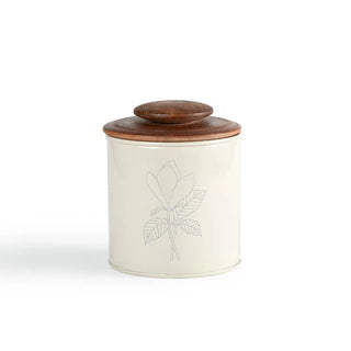 Esana Metal Canister with Wooden Lid - Eggshell - Stylish & Functional Kitchen Storage-900ml Dweva
