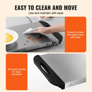 Electric Warming Tray Buffet Food Warming w/ Temp Control Stainless Steel Dweva