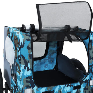 Outdoor Heavy Duty Collapsible Pet Bike Trailer with 16-Inch All-Terrain Wheels & Universal Hitch – Foldable Dog/Cargo Carrier Cart for Bicycles, blue, grey Dweva