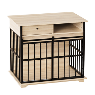 Dog Crate Furniture , Large Dog Cage Furniture with Tray for Medium Large Dogs, Wooden Dog Kennel Furniture Dweva