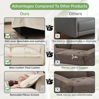 Slipcovered Fluffy Sofa - 4 Seat with 2 Ottoman Dweva