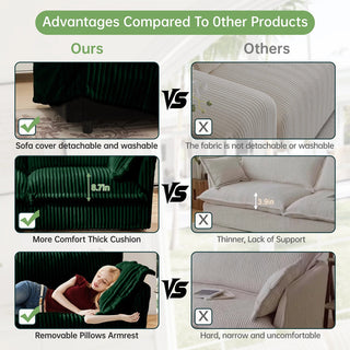 Slipcovered Fluffy Sofa - 4 Seat Dweva
