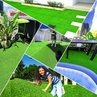5ft x 10ft Turf Mat for Backyard, Ideal for Garden, Lawn Landscape, Patio, Garden & Balcony - Thick Fake Faux Grass with Rubber Backing & Drainage Holes(Grass height 0.78 inches/2cm) Dweva