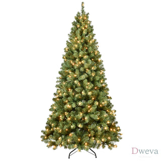 5ft Pre-Lit PVC Christmas Tree with 200 UL Lights, 551 Tips, Auto-Unfold Memory Wire, Easy Assembly with Stable Metal Stand – Full Artificial Holiday Tree Dweva