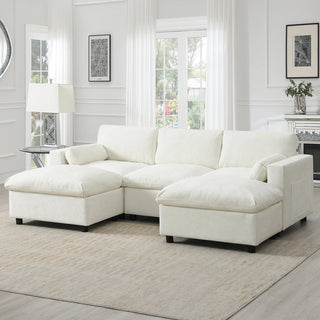 86.5'' U-Shaped Sofa with Storage Pockets Dweva