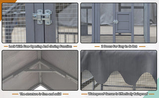 Outdoor Chicken Coop Enclosures 110" Large Kitten Playpen ,Upgrade Waterproof Cover-GREY Dweva