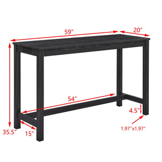 59 Inch Bar Table, Dining Table, Sofa Table with Power Outlet, 3 Upholstered Stools, 4 Piece Bar Table and Chair Set for Living Room, Dining Room, Kitchen Dweva