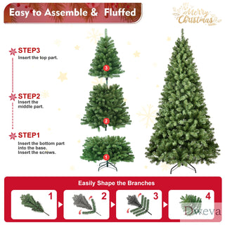 8ft Pre-Lit PVC Christmas Tree with 500 UL Lights, 1460 Tips, Auto-Unfold Memory Wire, Easy Assembly with Stable Metal Stand – Full Artificial Holiday Tree Dweva