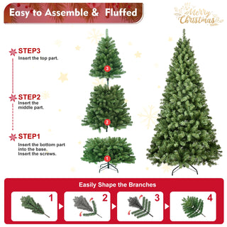 7ft Pre-Lit PVC Christmas Tree with 400 UL Lights, 1072 Tips, Auto-Unfold Memory Wire, Easy Assembly with Stable Metal Stand – Full Artificial Holiday Tree Dweva