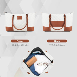 Luggage Sets 4 Piece, ABS Durable Suitcase with Travel Bag, Carry On Luggage Suitcase Set with 360° Spinner Wheels, ivory and brown Dweva