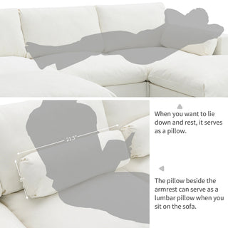 86.5'' U-Shaped Sofa with Storage Pockets Dweva