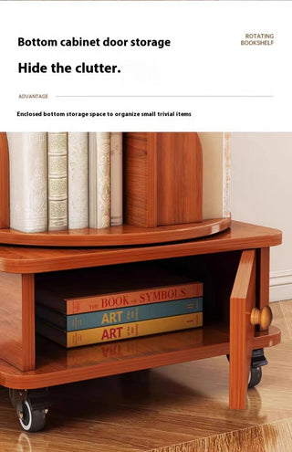 (UPGRADED) Rotating Bookshelf, 360 Display Corner Bookshelf for Small Space, 6 Tier Bookcase Storage Rack with Wheels, Wood Narrow Organizer for Bedroom, Living Room, Study Room, Walnut Brown, Shelves Dweva