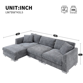Seren 96" Chenille Cloud Sectional Sofa Dweva