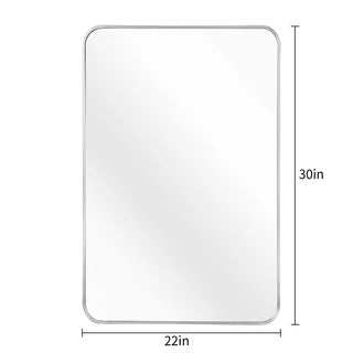 22x30 Inch Silver Metal Framed Rectangular Bathrrom Mirror for Wall.(W2203P183126) Dweva