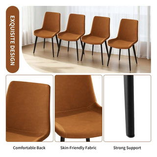 Dining Chairs 4PCS, Modern Kitchen & Dining Room Chairs, Upholstered Faux Leather Cushion Seat and Sturdy Metal Legs Dweva