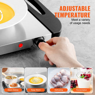 Electric Warming Tray Buffet Food Warming w/ Temp Control Stainless Steel Dweva