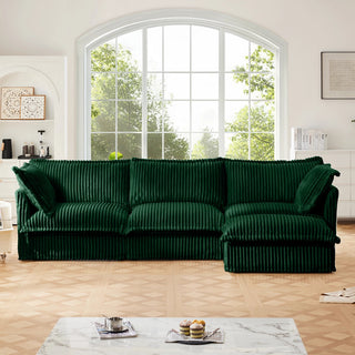 Slipcovered Fluffy Sofa - 3 Seat with Ottoman Dweva