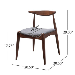 Set of 2 Rubberwood Dining Chairs with Ergonomic Backrest & Comfort Cushions, Walnut+Light Gray (same sku: 59296.00FDBEI) Dweva