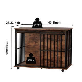 Dog Crate Furniture , Large Dog Cage Furniture with Tray for Medium Large Dogs, Wooden Dog Kennel Furniture Dweva