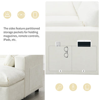 86.5'' U-Shaped Sofa with Storage Pockets Dweva