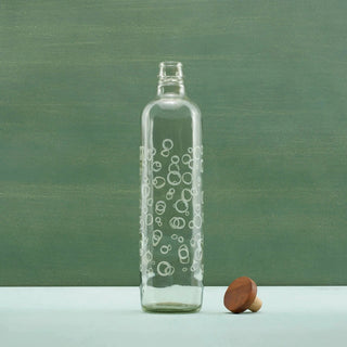 Bubbles Glass Water Bottle with Wooden Stopper-750 ml Dweva